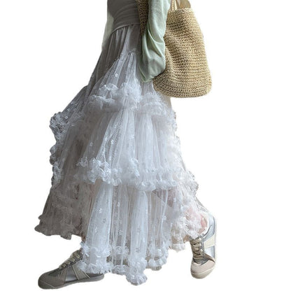 Jupe Midi Étagée Effet Fée — Taille Haute Ligne A Tulle