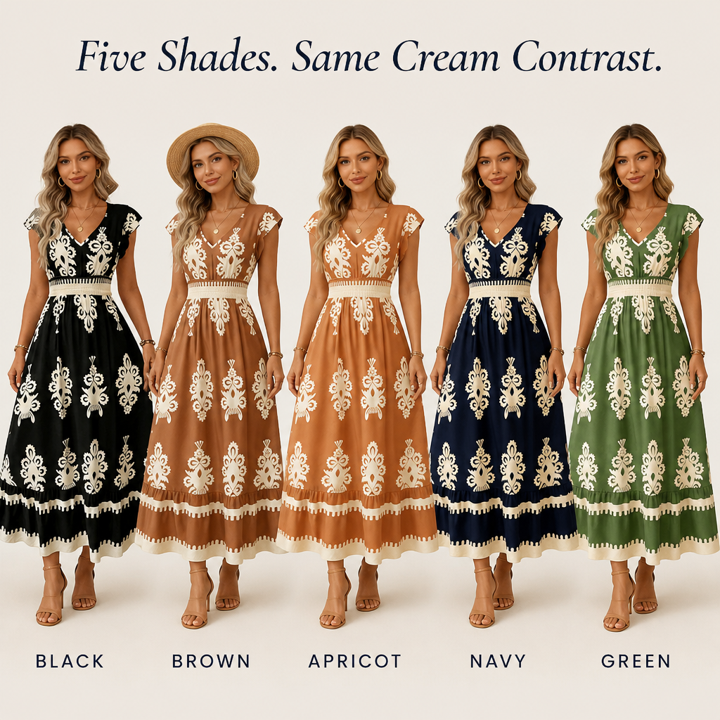 Vellureva | Slip on One Cap-Sleeve Maxi from Café Brunch to Rooftop Night | elesira