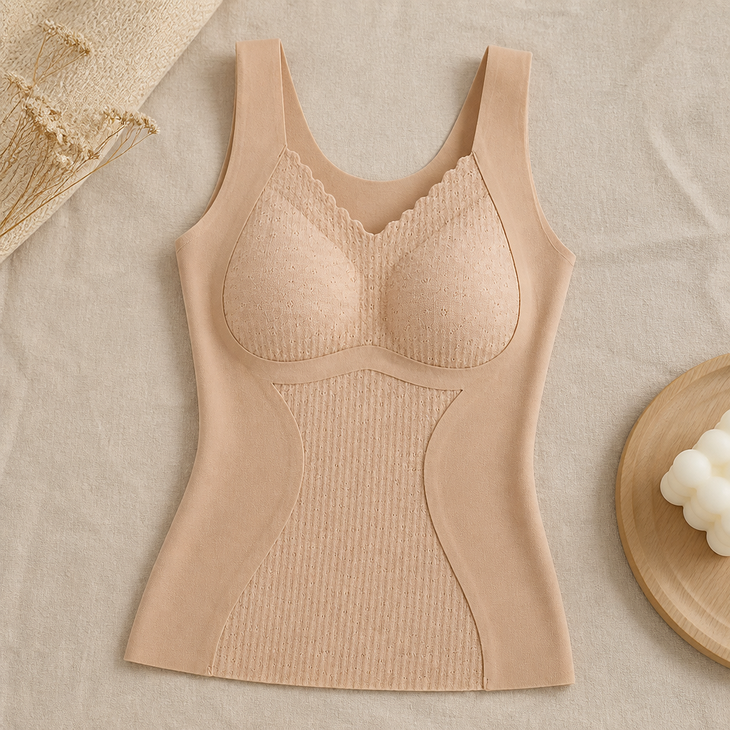 VeloFlex – Termisk, sømløs modellerende camisole med integreret blonde-bh | elesira