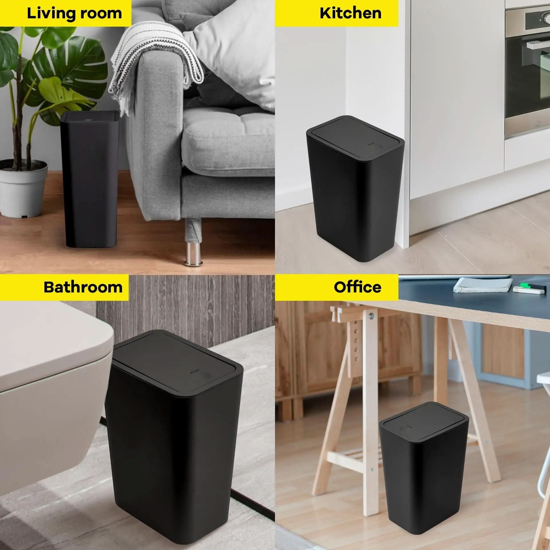 Slim Top Trash Bin 10L - Space-Saving Design | elesira