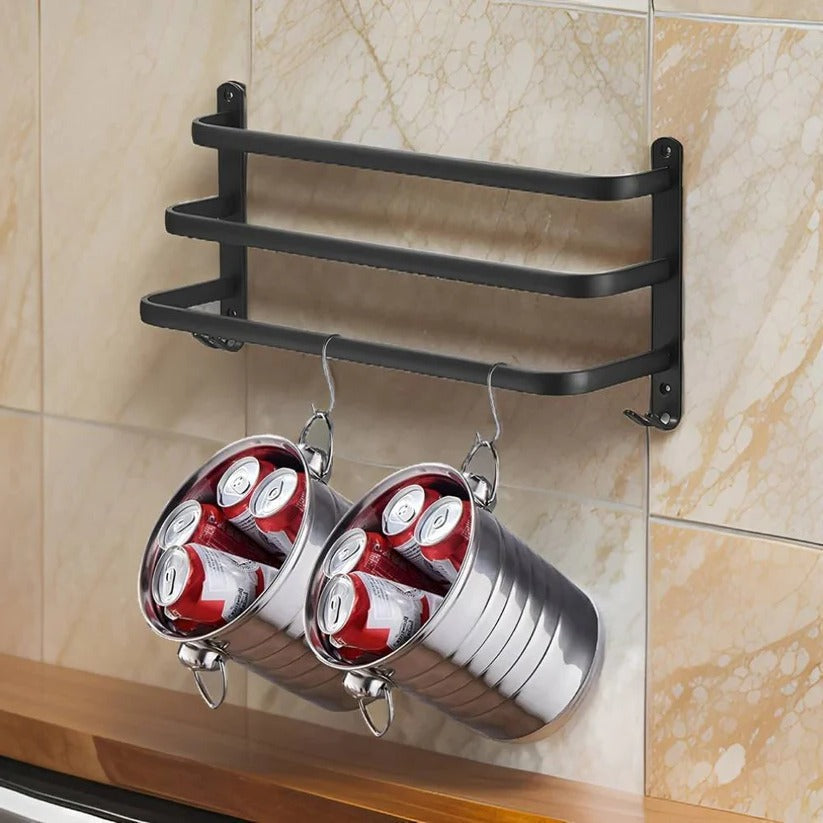 Organisateur vertical pour serviettes de salle de bain à 2-3 niveaux, noir élégant | elesira