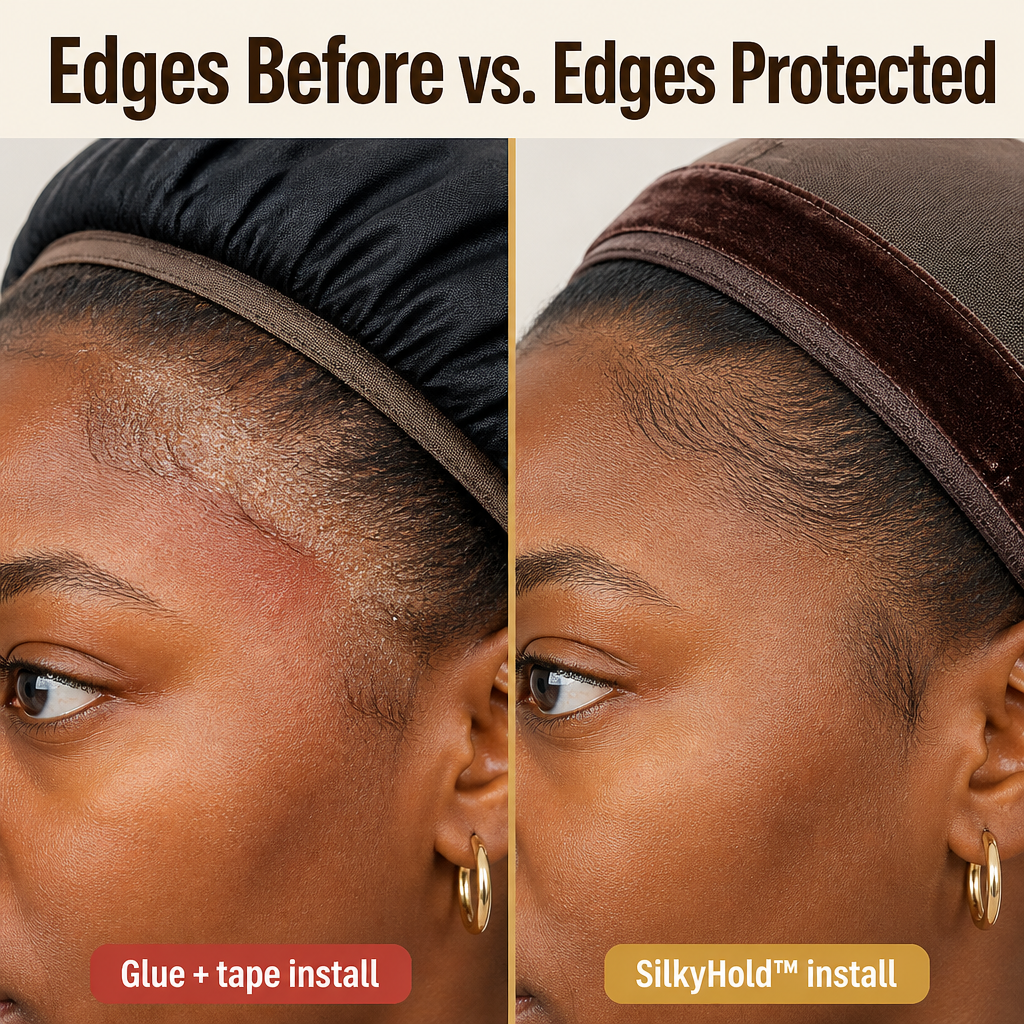 SilkyHold | Zabezpiecz perukę typu lace front bez kleju, taśmy i uszkadzania krawędzi | elesira