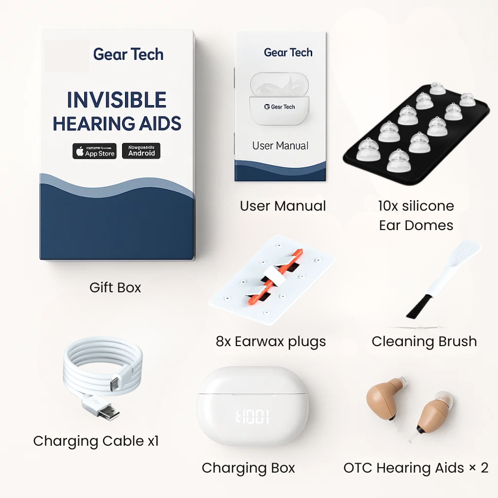 Aparelhos auditivos Bluetooth inteligentes com controlo por aplicação - sem necessidade de receita médica | elesira
