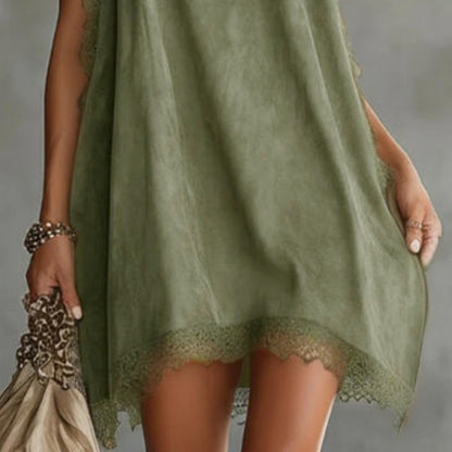Robe Olive — Col Montant Sans Manches Asymétrique