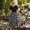 VeraNite – Auffälliges Maxikleid mit Zebra-Patchwork und rotem Akzentdetail | elesira