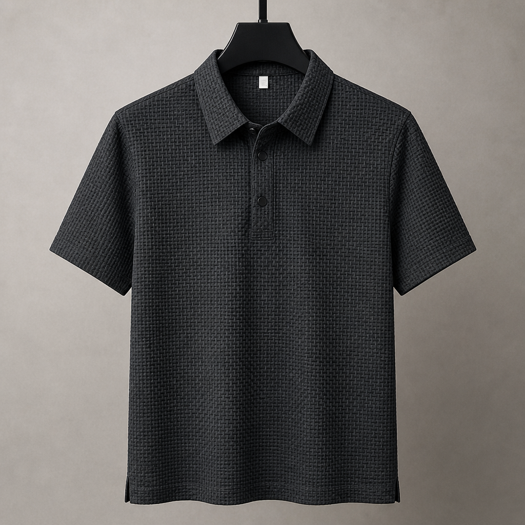 VentraBreeze – Breathable Textured Knit Polo Featuring Snap-Button Placket | elesira