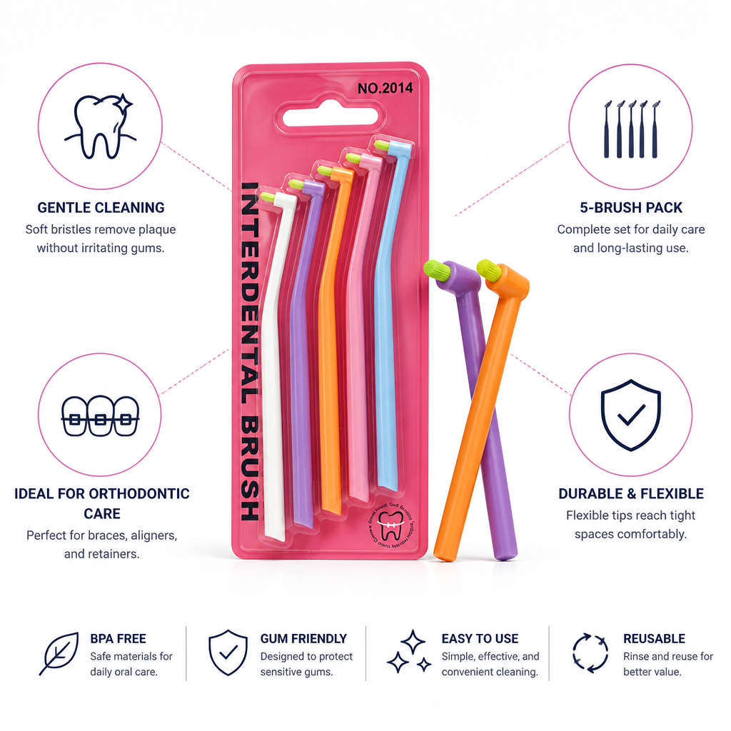 Soft Bristles & Flexible Tips Interdental Brushes (5-Pack) | elesira