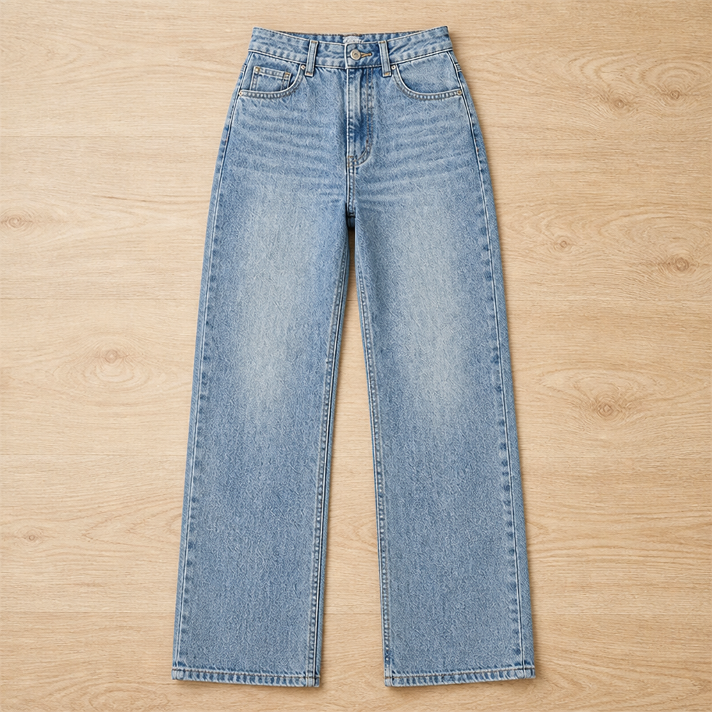 Vérova – Vintage jeans med høyt liv og vide ben, uten glippe i midjen | elesira
