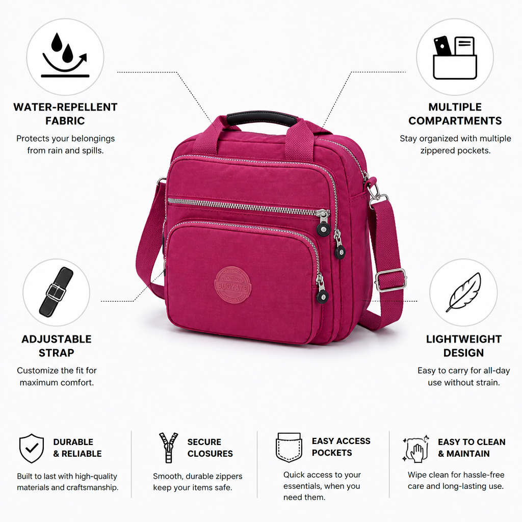 Water-Repellent Multi-Compartment Crossbody Bag | elesira