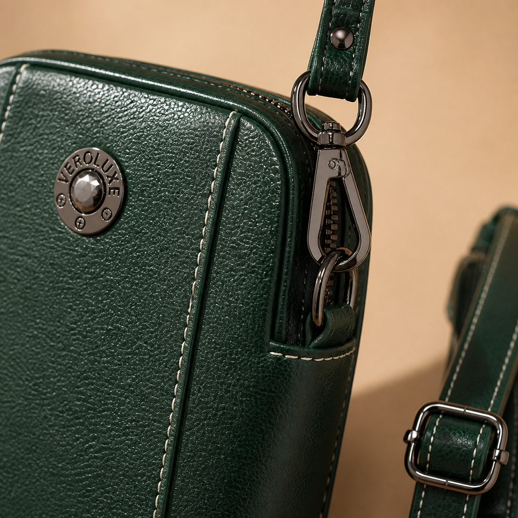 VeroLuxe – Leren crossbodytelefoontas met vintage olieafwerking en verstelbare band | elesira