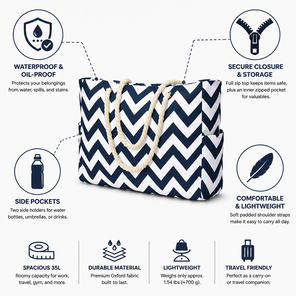 Bolso tote Oxford impermeable y resistente al aceite (35L) | elesira