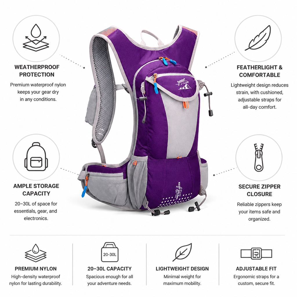 Sac à dos d’hydratation léger et étanche (20-30L) | elesira