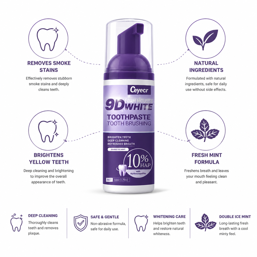 Smoke-Stain Removing Natural Mint Teeth Whitening Mousse (50 mL) | elesira