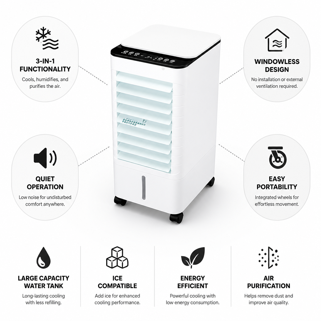 Windowless 3-In-1 Portable Air Cooler | elesira
