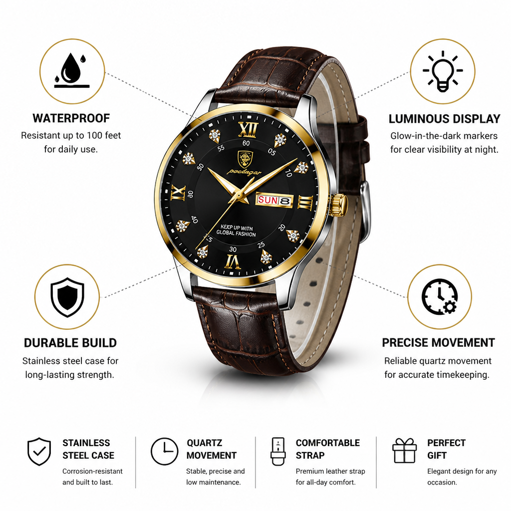Waterproof Luminous Stainless Steel Men's Watch | elesira