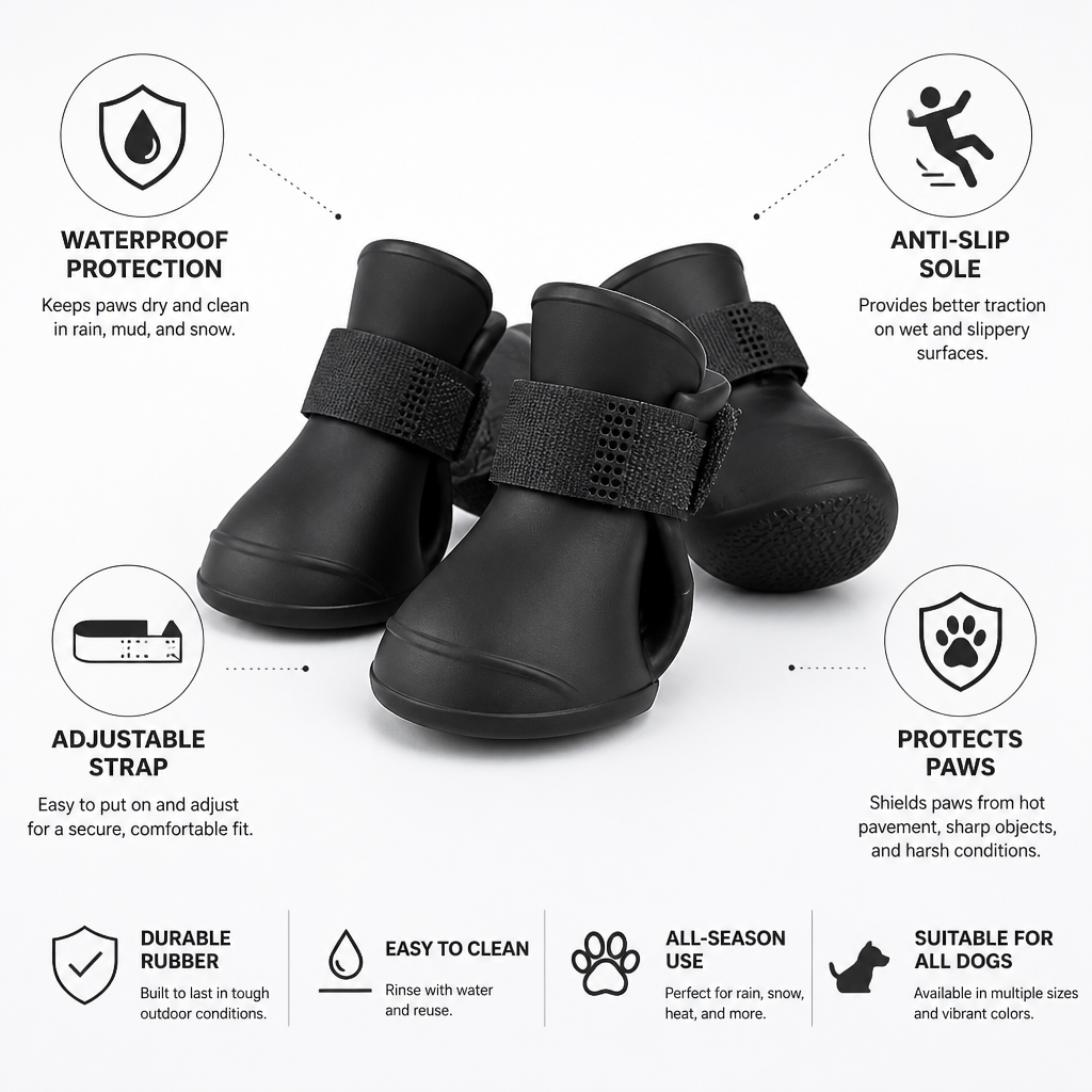 Waterproof & Anti-Slip Dog Boots With Adjustable Strap | elesira