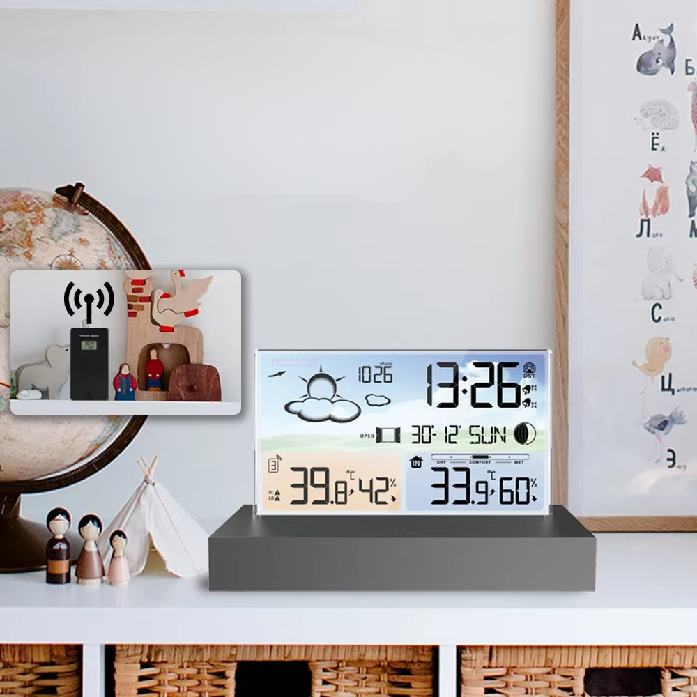 Horloge de bureau intelligente en acrylique avec alarme et affichage de la température | elesira