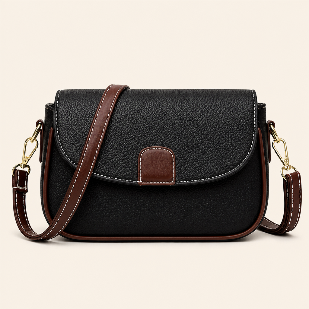 SolaraVera – Timeless Pebbled Leather Crossbody with Magnetic Snap | elesira