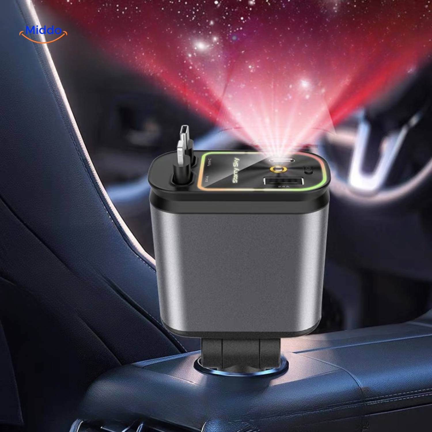 VoltAura | Power Up Four Devices Quickly & Illuminate Your Night Journey Sky | elesira