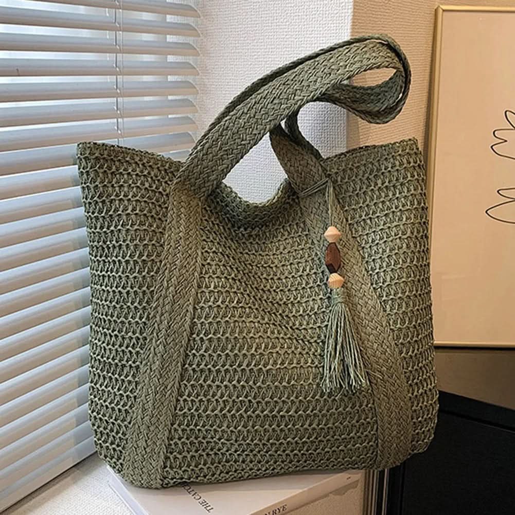 Woven Raffia Tote Bag for Shoulder Carry | elesira