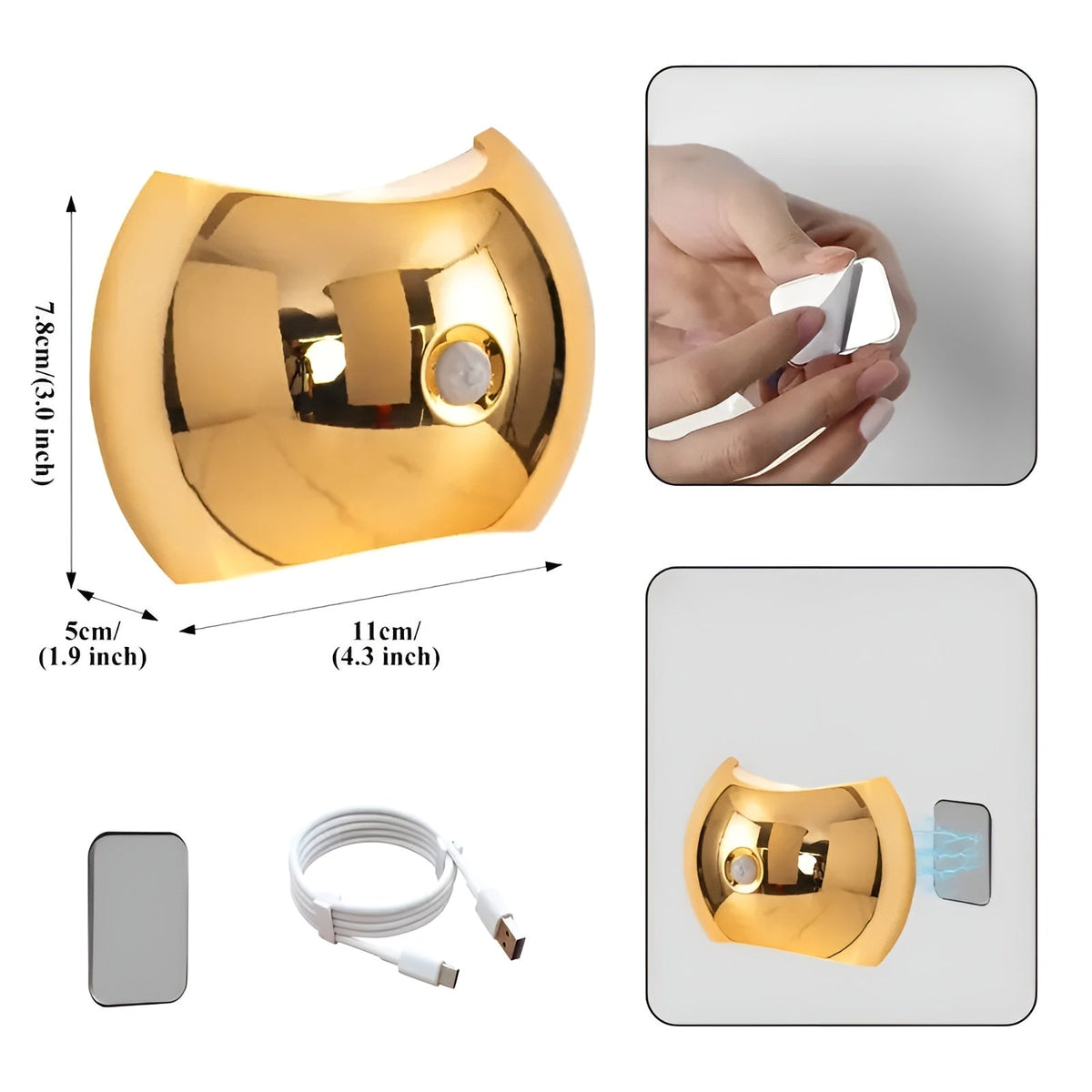 Applique murale avec détecteur de mouvement – Rechargeable, magnétique et sans fil | elesira