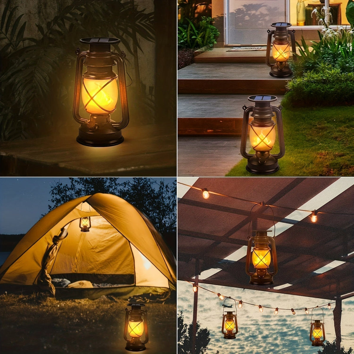 Lanterne solaire vintage à éclairage LED vacillant | elesira
