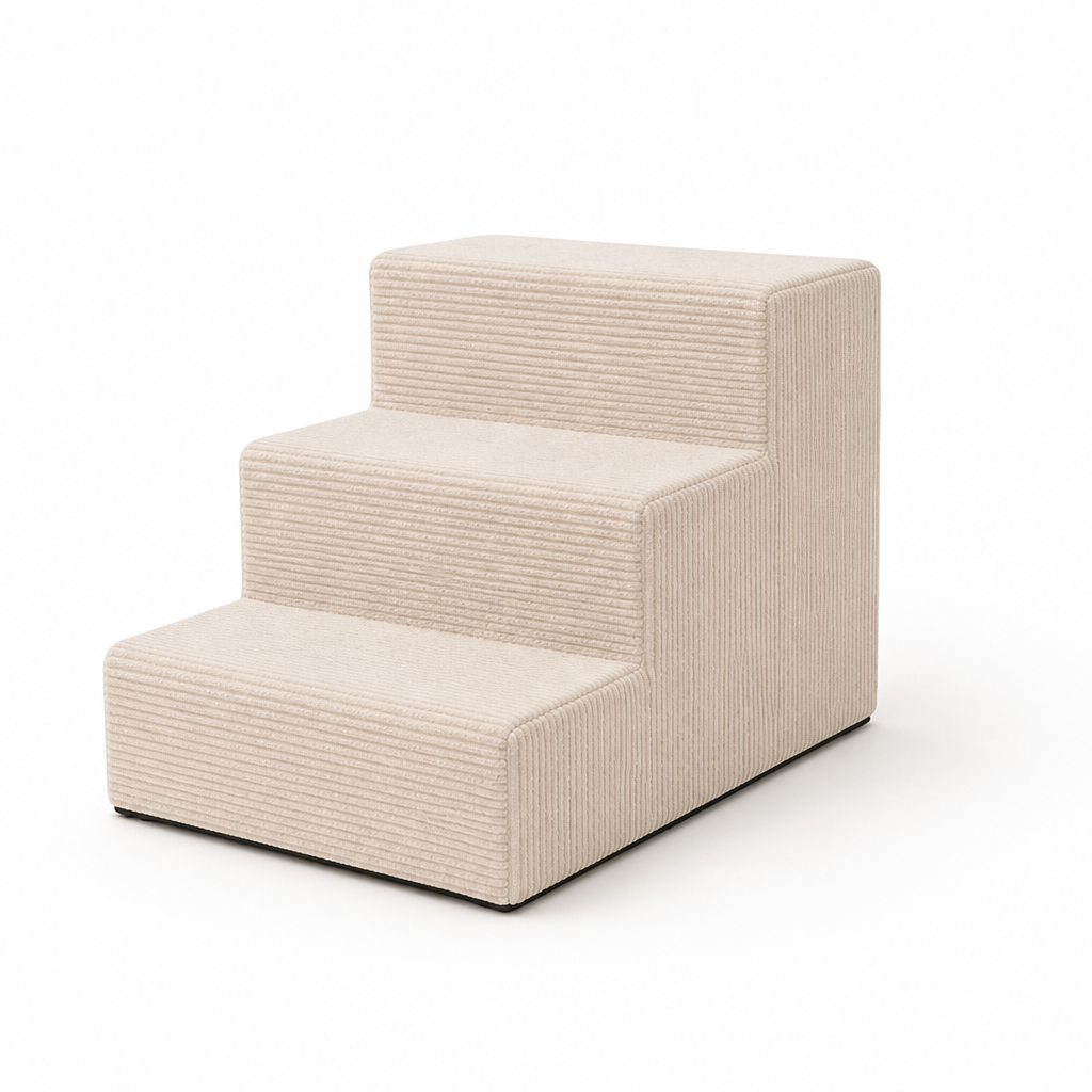 Soft Corduroy Non-Slip Pet Stairs (3-Step) | elesira
