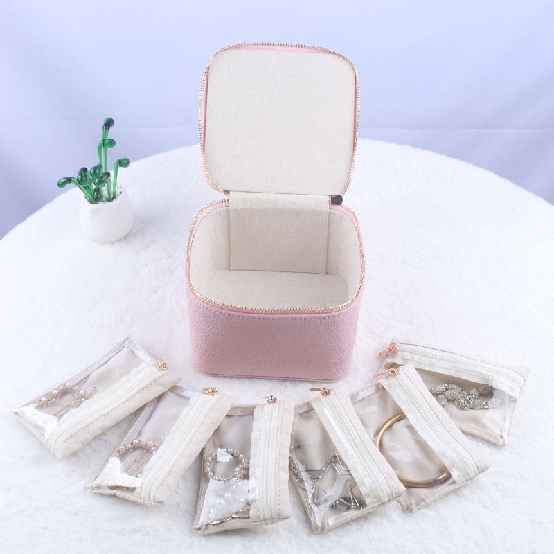 Boîte de rangement à bijoux zippée avec compartiments | elesira