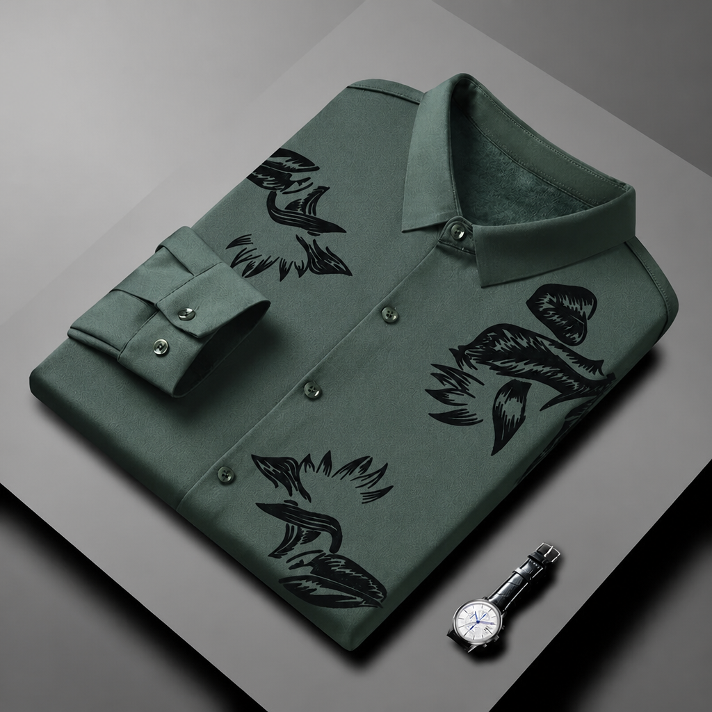 VulcanTherm – Brushstroke-Patterned Slim-Fit Fleece-Lined Shirt | elesira