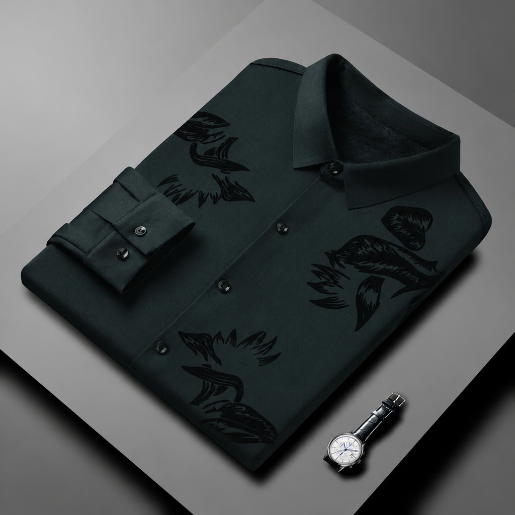 VulcanTherm – Brushstroke-Patterned Slim-Fit Fleece-Lined Shirt | elesira