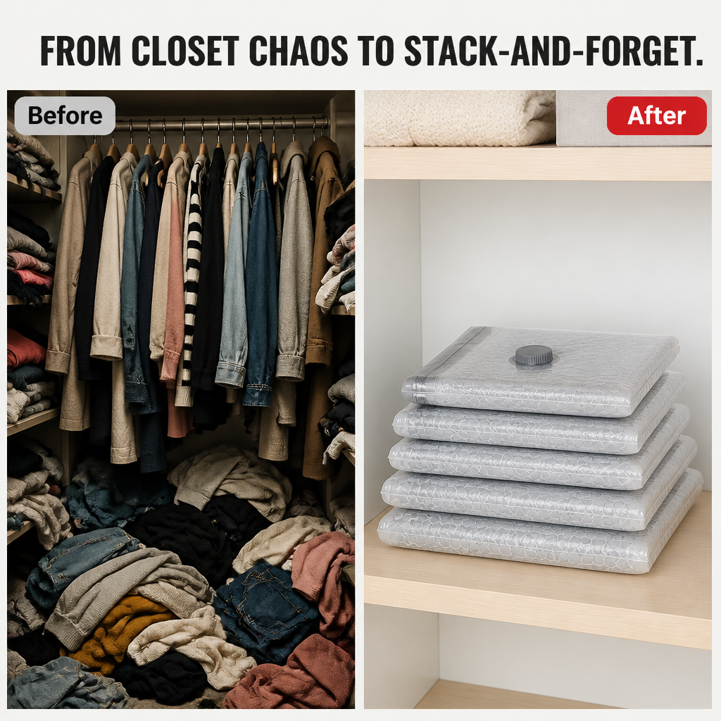 SpaceSculptor - Slash Closet Clutter by 80% Without Puffy Backup Bags | elesira