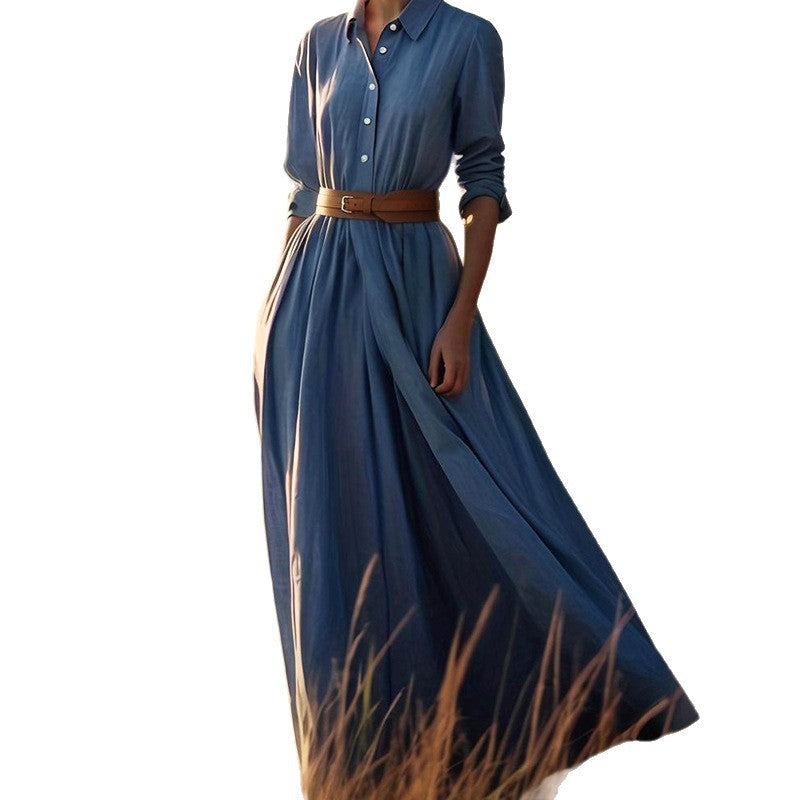 Robe Mi-longue à Manches Longues — Style Vintage Chic