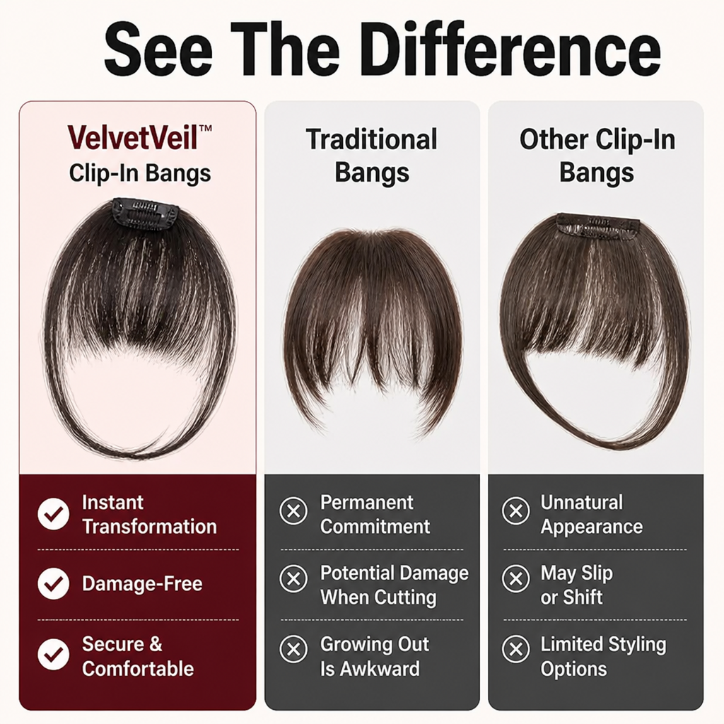 VelvetVeil | Instantly Own Every Room with Effortless, Flawless Bangs | elesira