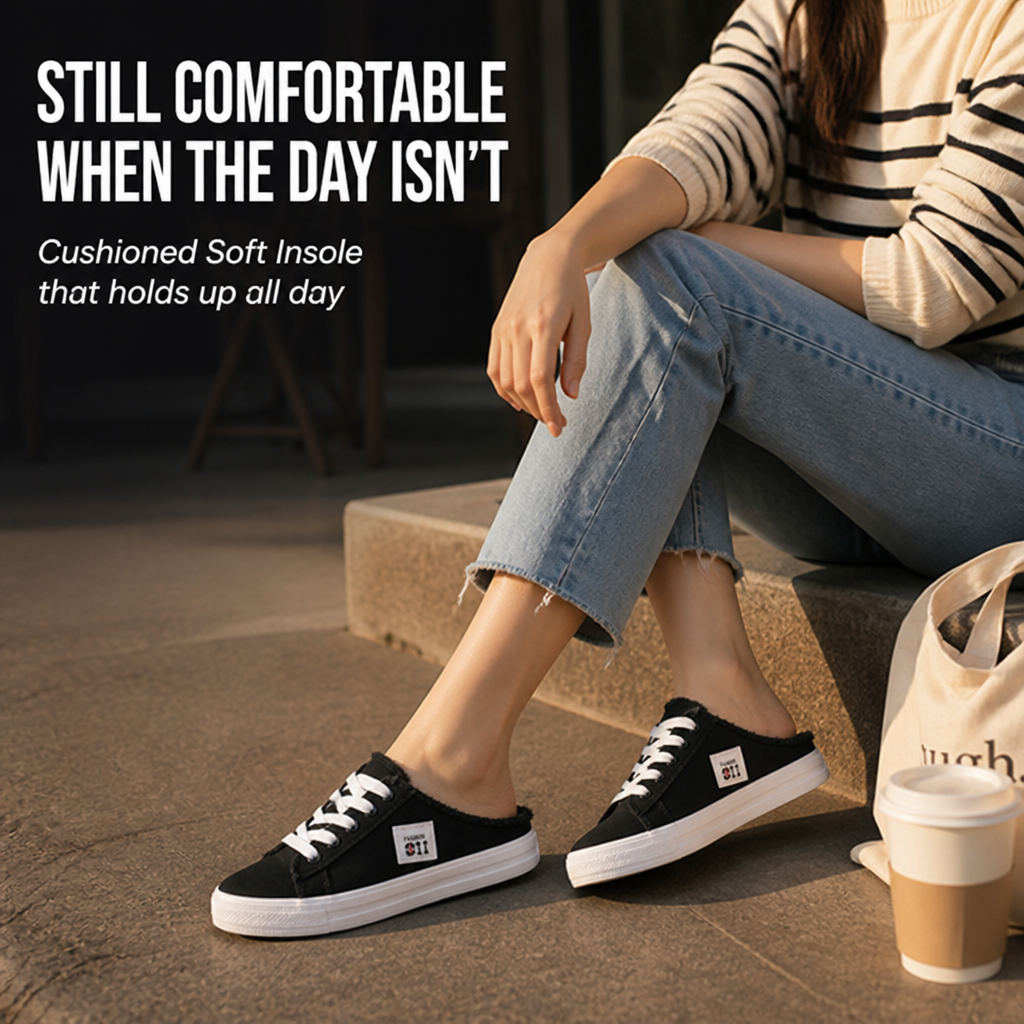 VivaStride Denim Mule Sneakers | Κάντε ανάλαφρα βήματα, δείξτε δυναμική και νιώστε ασταμάτητη όλη μέρα | elesira