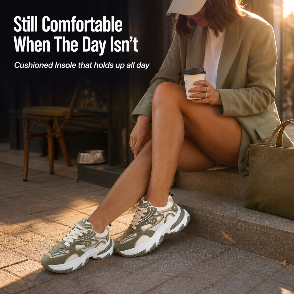 VeroStride-khaki-sneakers | Ubesværet elegance møder skyagtig komfort hele dagen | elesira