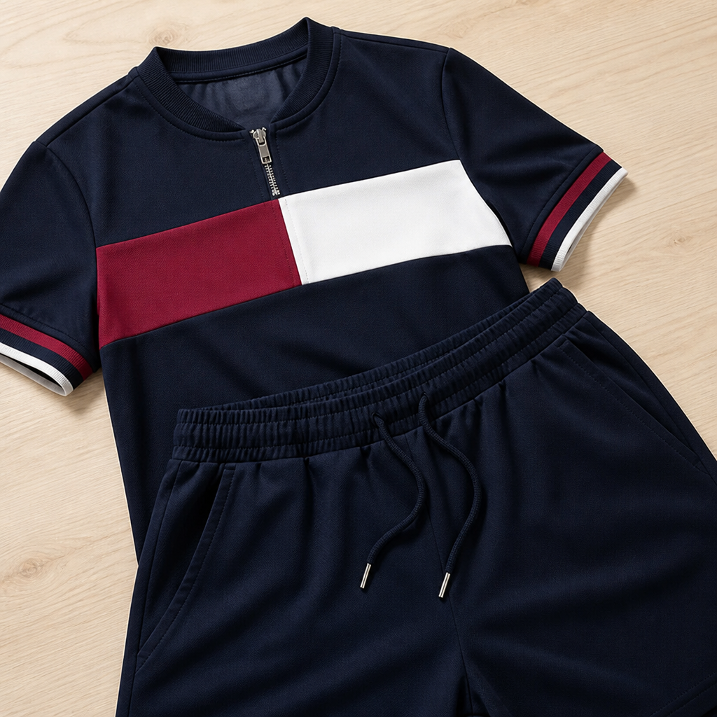Zip-Collar Shirt & Shorts Set | Feel Fresh, Move Freely, Command Every Moment | elesira