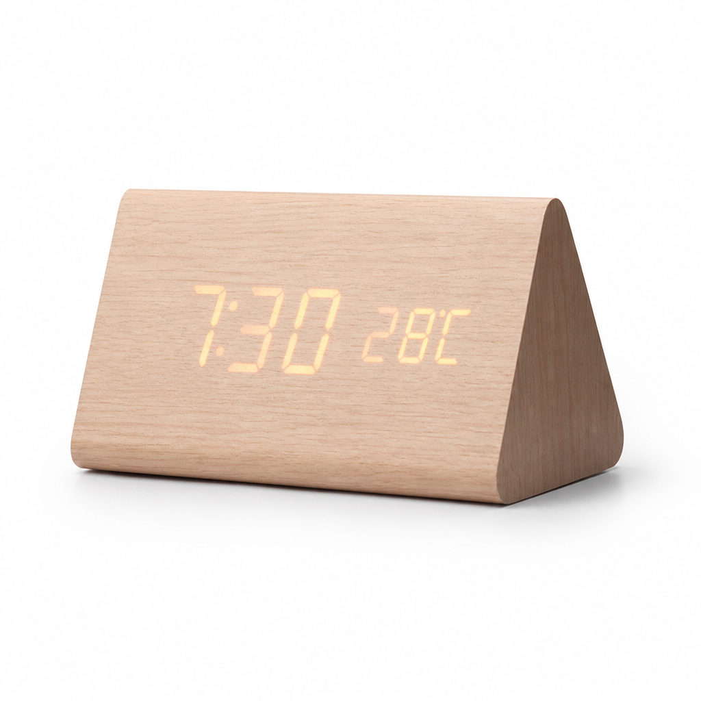 Horloge de table en bois à LED à commande vocale | elesira