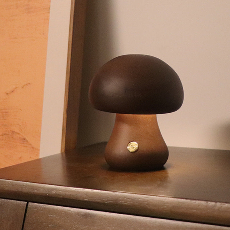 LUMONIGHT | Wooden Mushroom LED Night Light with Touch Switch | Atmospheric Lighting | Child Friendly Lamp | elesira