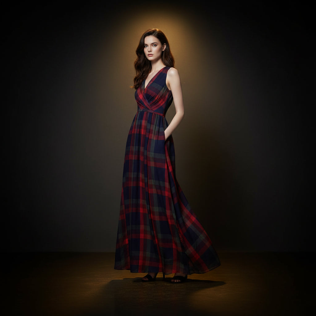 Robe Chemise Midi à Carreaux — Style Élégant Décontracté