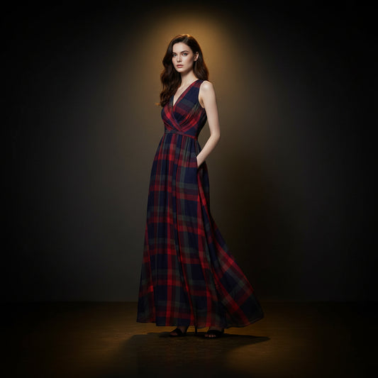 Robe Chemise Midi à Carreaux — Style Élégant Décontracté