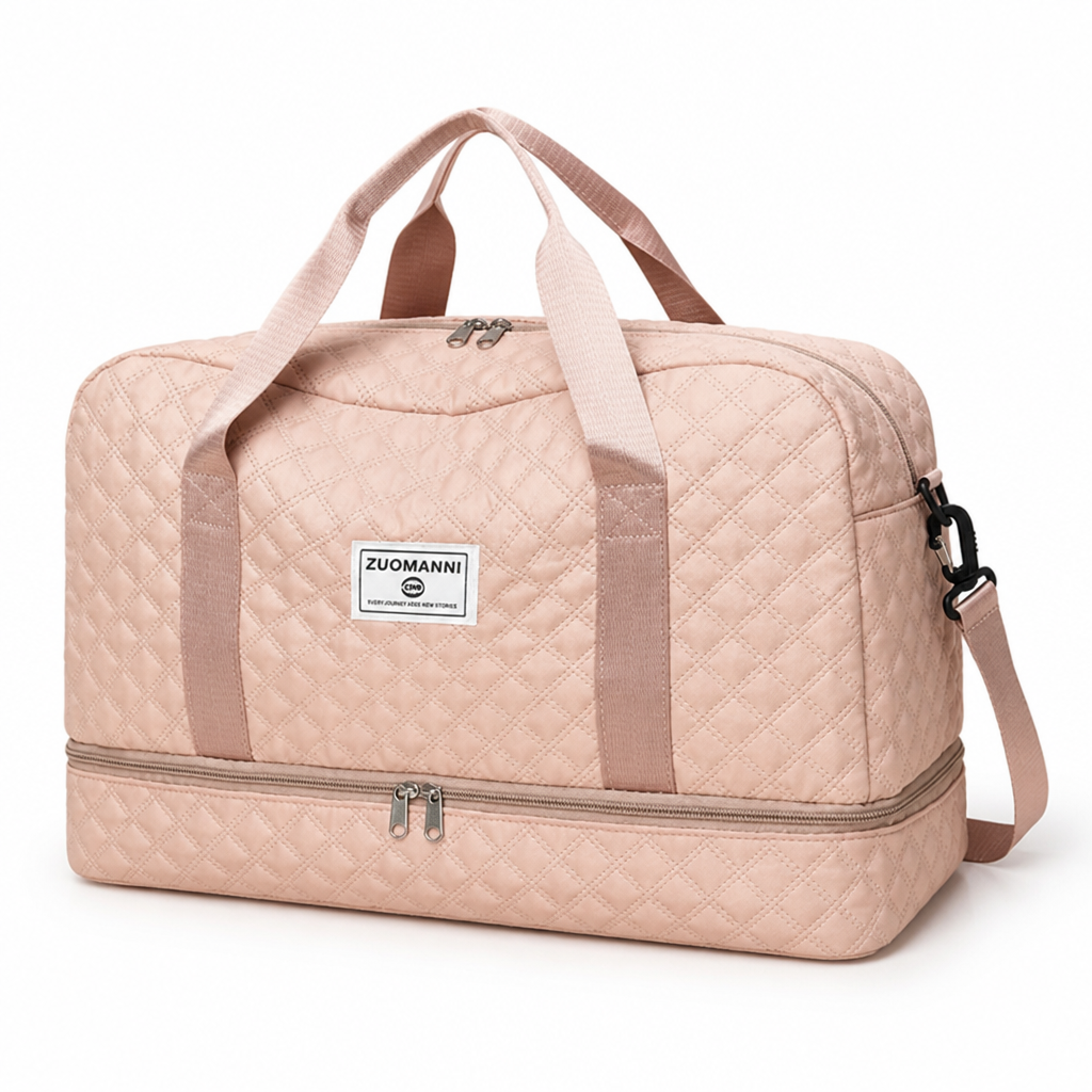 Bolso de fin de semana de nailon repelente al agua (compartimentos para zapatos y artículos mojados) | elesira