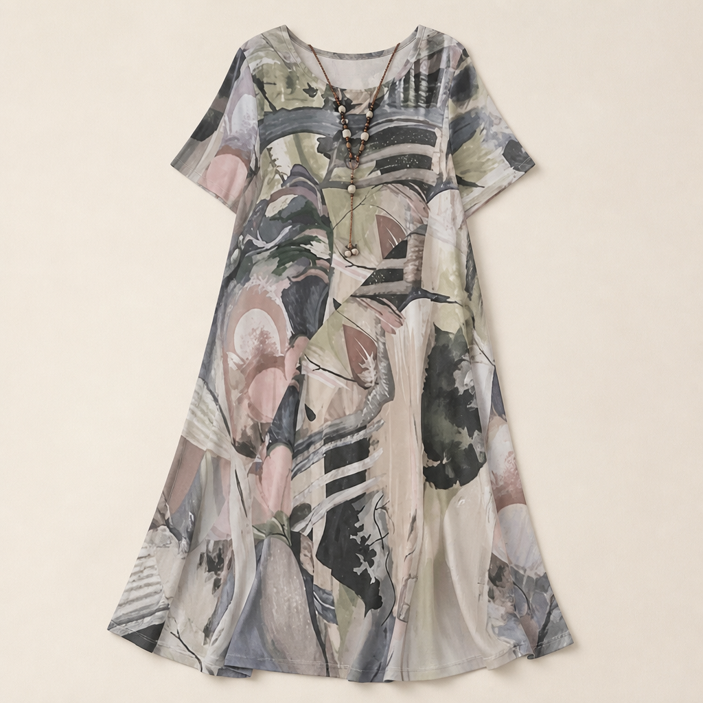 ZephyraWave – Robe d'été bohème au motif abstrait et aérien | elesira