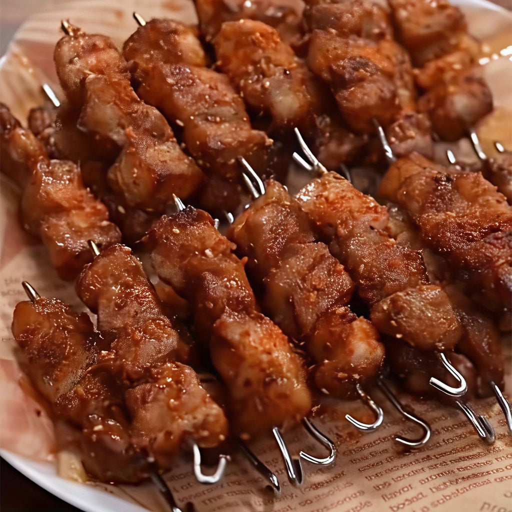 Sæt med lodrette spydholdere i rustfrit stål til grillning | elesira