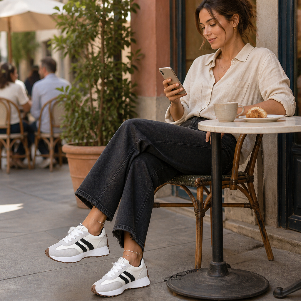 VelouraStep – Sapatilhas de plataforma vintage com sola almofadada confortável | elesira