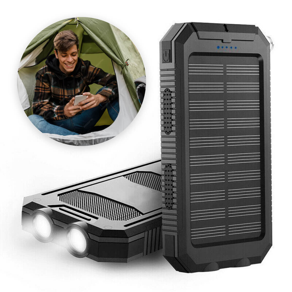 Baterie externă SolarFlex de 20000mAh, impermeabilă - Încărcător USB dublu | elesira
