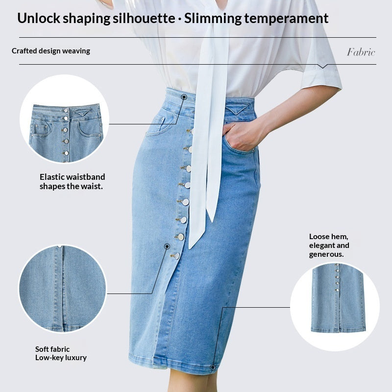 Jupe Denim — Midi Boutonnée Classique & Structurée