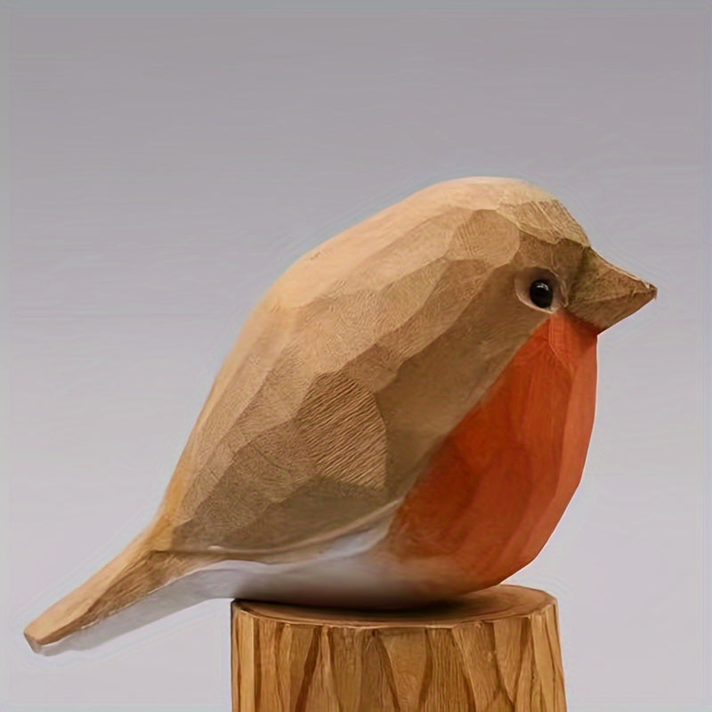 Wooden Figurine of a Hand-Carved Robin | elesira