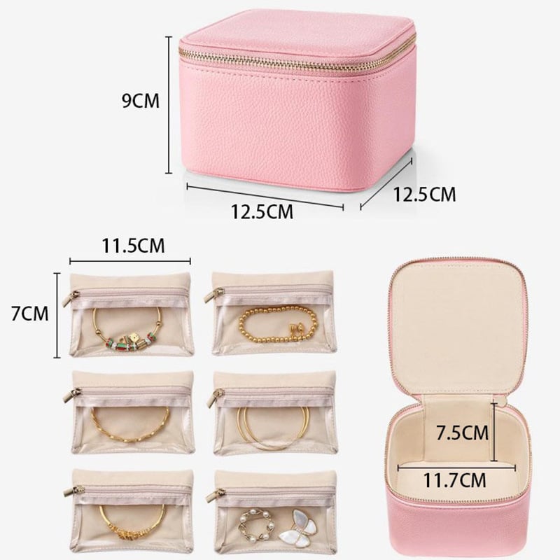 Boîte de rangement à bijoux zippée avec compartiments | elesira