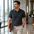 VentraBreeze – Breathable Textured Knit Polo Featuring Snap-Button Placket | elesira