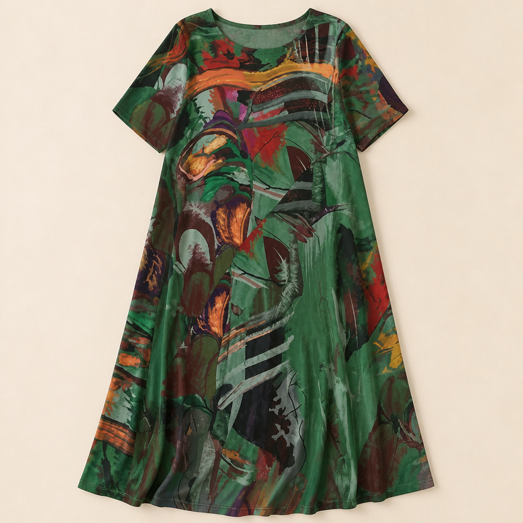 ZephyraWave – Robe d'été bohème au motif abstrait et aérien | elesira